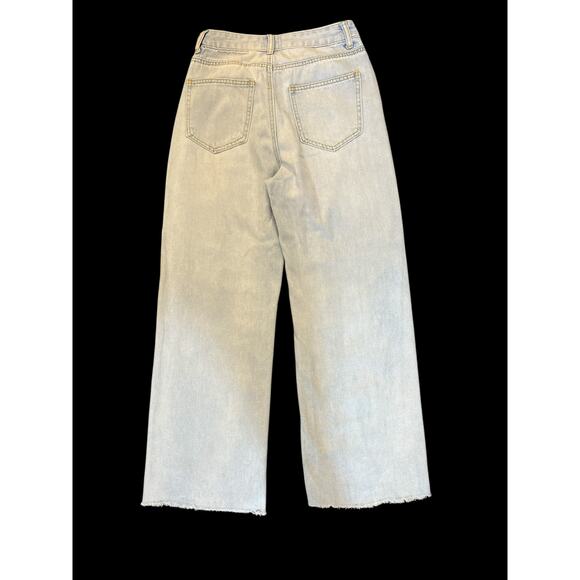 Princess Polly Women’s Wide Leg Jeans Raw Hem Light Wash High Rise Size 6 US 2 - Picture 3 of 8